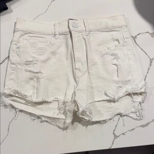Express White Distressed Jean Shorts